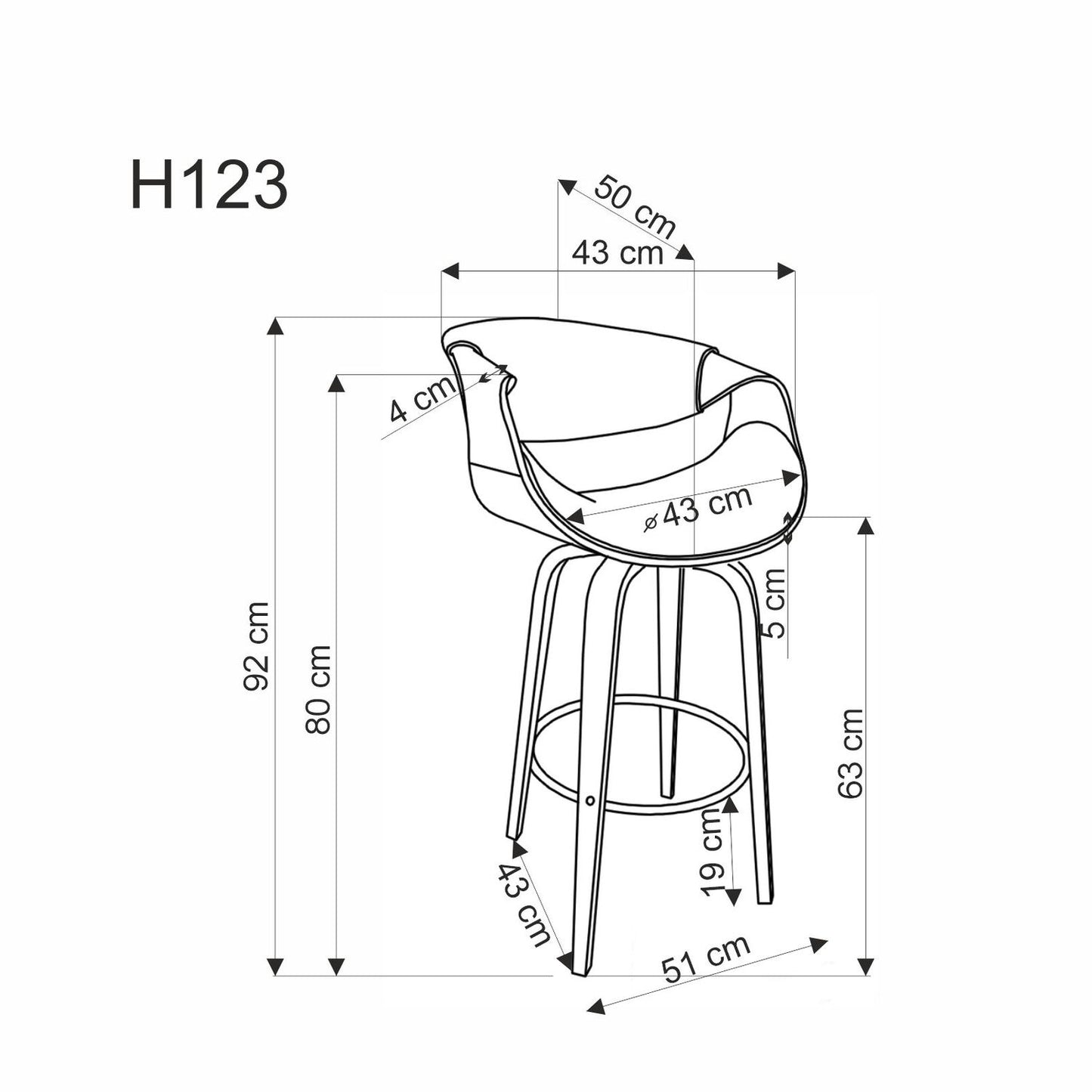 Bar Stool Aquila | size: Width: 55cm, Height: 91cm, Depth: 51cm | color: Brown/Grey | image: 7 | variant: 1003033
