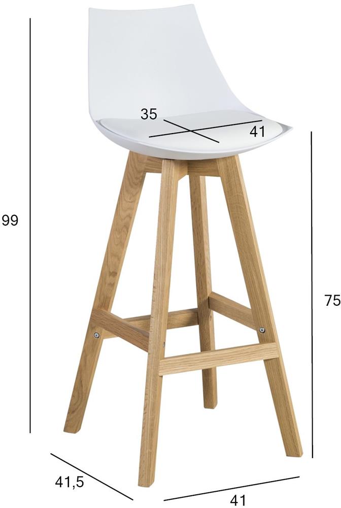 Bar Stool Blaenavon | size: Width: 41cm, Height: 99cm, Depth: 41.5cm | color: White | image: 2 | variant: 1001352