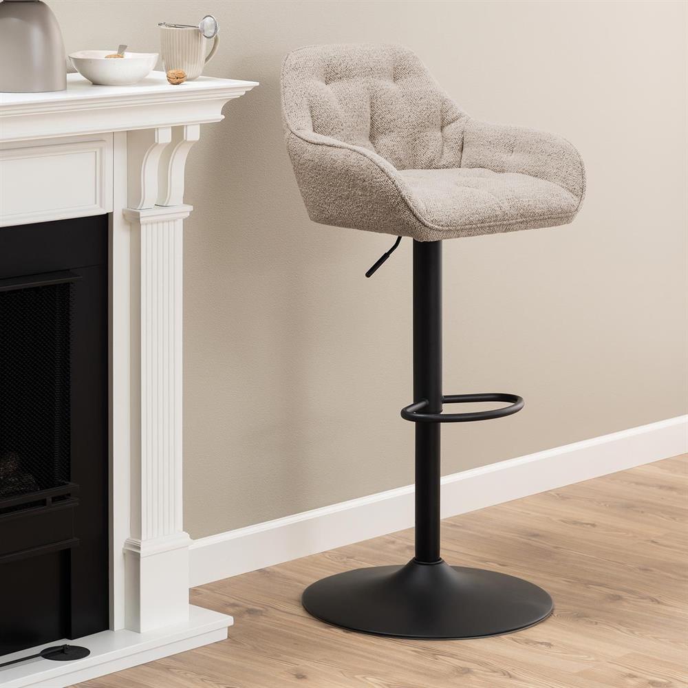 Bar Stool Brooke 1 | size: Width: 52cm, Height: 109cm, Depth: 52cm | color: Beige/Black | image: 7 | variant: 1016728