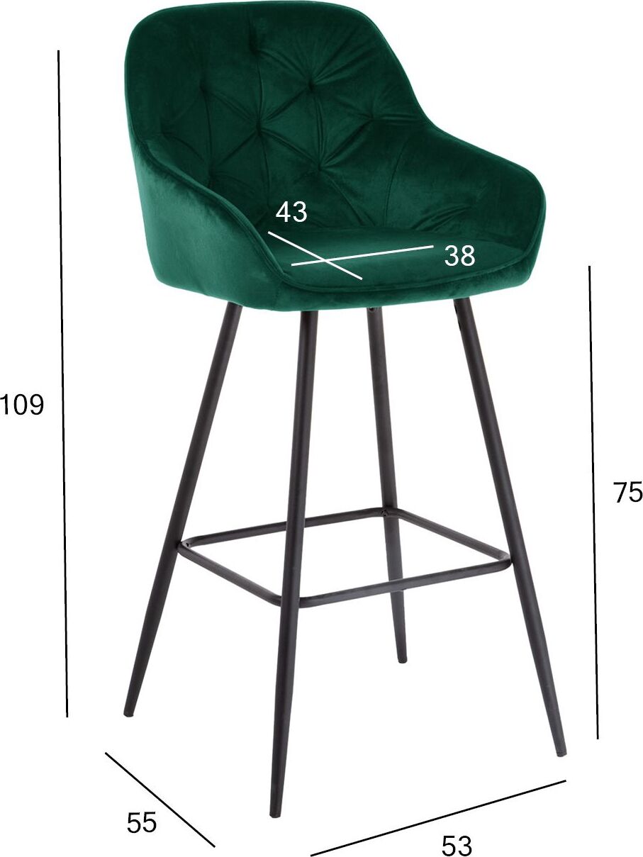 Bar Stool Burgess | size: Width: 53cm, Height: 109cm, Depth: 55cm | color: Green | image: 6 | variant: 1001315