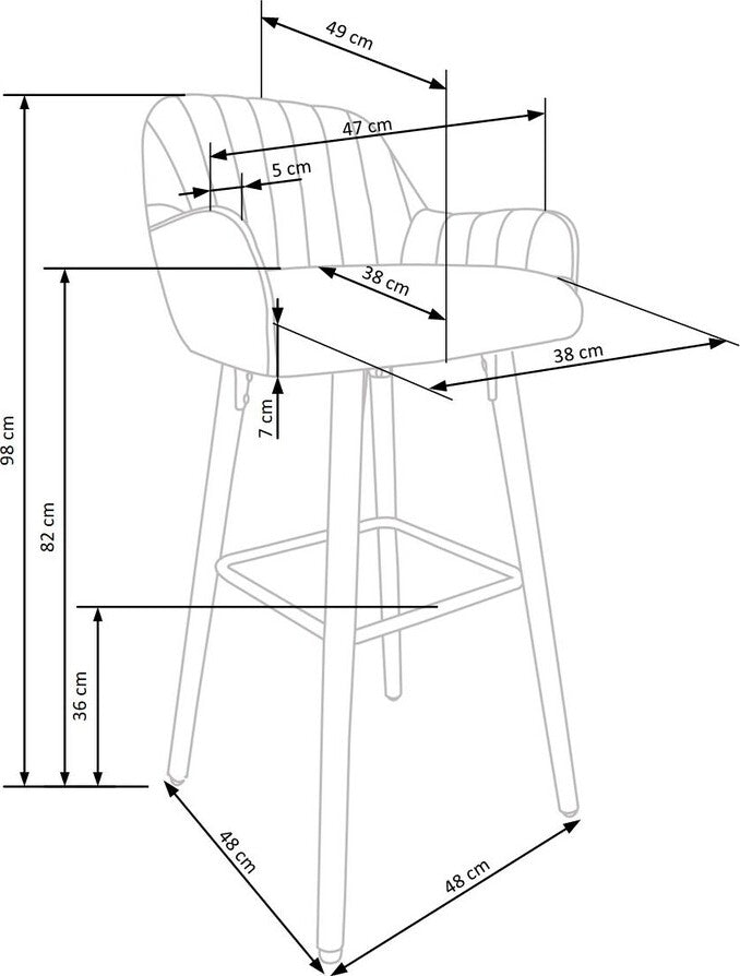 Bar Stool Cosenza | size: Length: 47cm, Width: 47cm, Height: 98cm, Depth: 49cm | color: Green | image: 9 | variant: 1003048