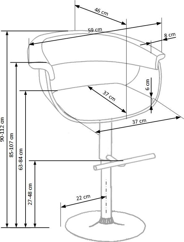 Bar Stool West Brighton | size: Length: 46cm, Width: 59cm, Height: 90-112cm, Depth: 46cm | color: Black | image: 6 | variant: 1007059