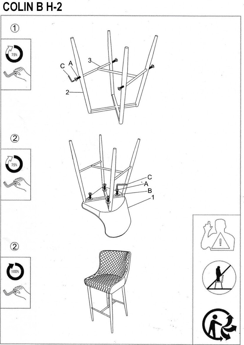 Bar Stool West Olbia | size: Length: 46cm, Width: 45cm, Height: 88cm, Depth: 41cm | color: Black | image: 6 | variant: 1007824