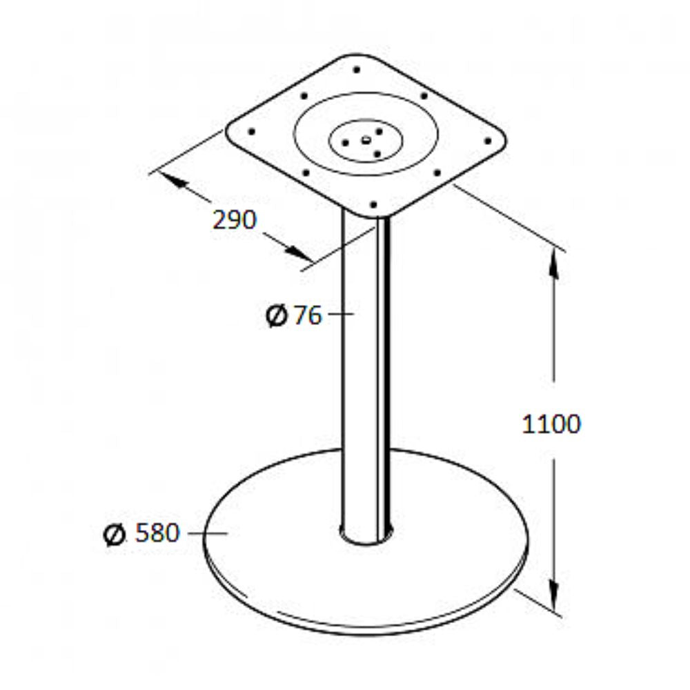 Central Table Leg East Bath | size: Height: 110cm, Diameter: 58cm | color: Chrome | image: 1 | variant: 1004633