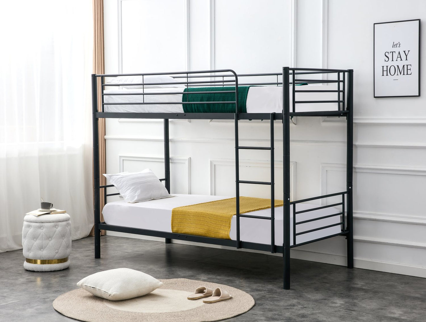 Children's Bunk Bed Nashville | size: Length: 215cm, Width: 99cm, Height: 165cm | color: Black | image: 9 | variant: 1003437