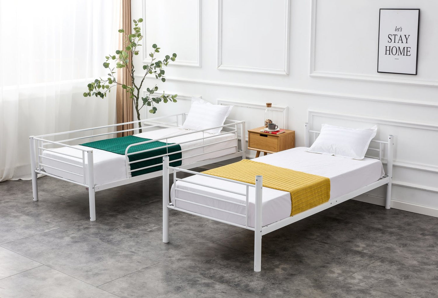 Children's Bunk Bed Nashville | size: Length: 215cm, Width: 99cm, Height: 165cm | color: White | image: 9 | variant: 1003436