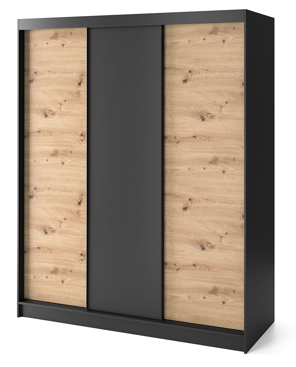 Closet Esville 3 1 | size: Width: 220cm, Height: 60cm, Depth: 180cm | color: Black/Oak | image: 0 | variant: 1017111