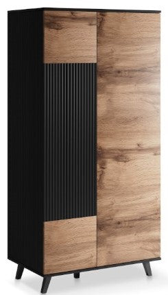 Closet West Henley | size: Width: 90cm, Height: 182cm, Depth: 55cm | color: Black/Oak | image: 1 | variant: 1007352