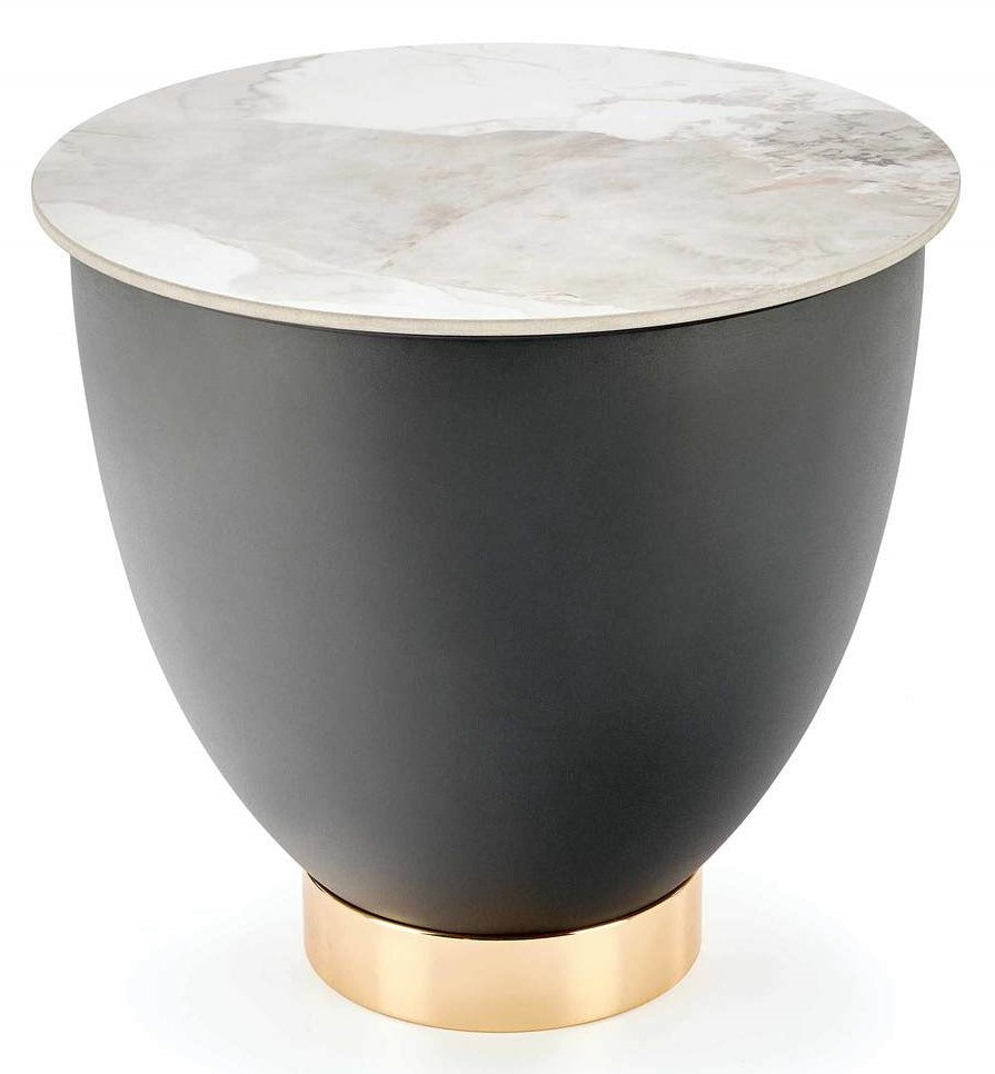 Coffee Table Cacilia S | size: Length: 48cm, Width: 48cm, Height: 45cm, Diameter: 48cm | color: White/Grey/Gold | image: 1 | variant: 1012985