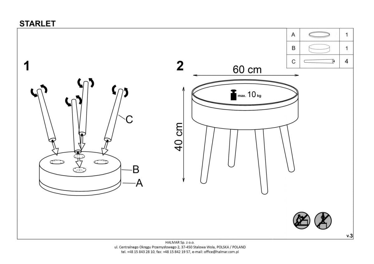 Coffee Table East Cleveland | size: Length: 60cm, Width: 60cm, Height: 40cm, Diameter: 60cm | color: White | image: 2 | variant: 1006727