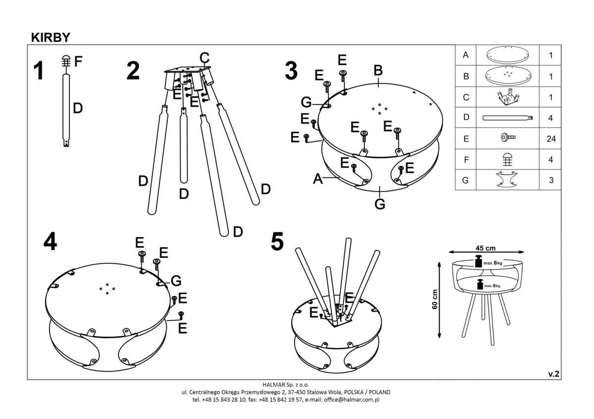 Coffee Table East Edinburgh | size: Length: 45cm, Width: 45cm, Height: 60cm, Diameter: 45cm | color: Oak | image: 2 | variant: 1006743