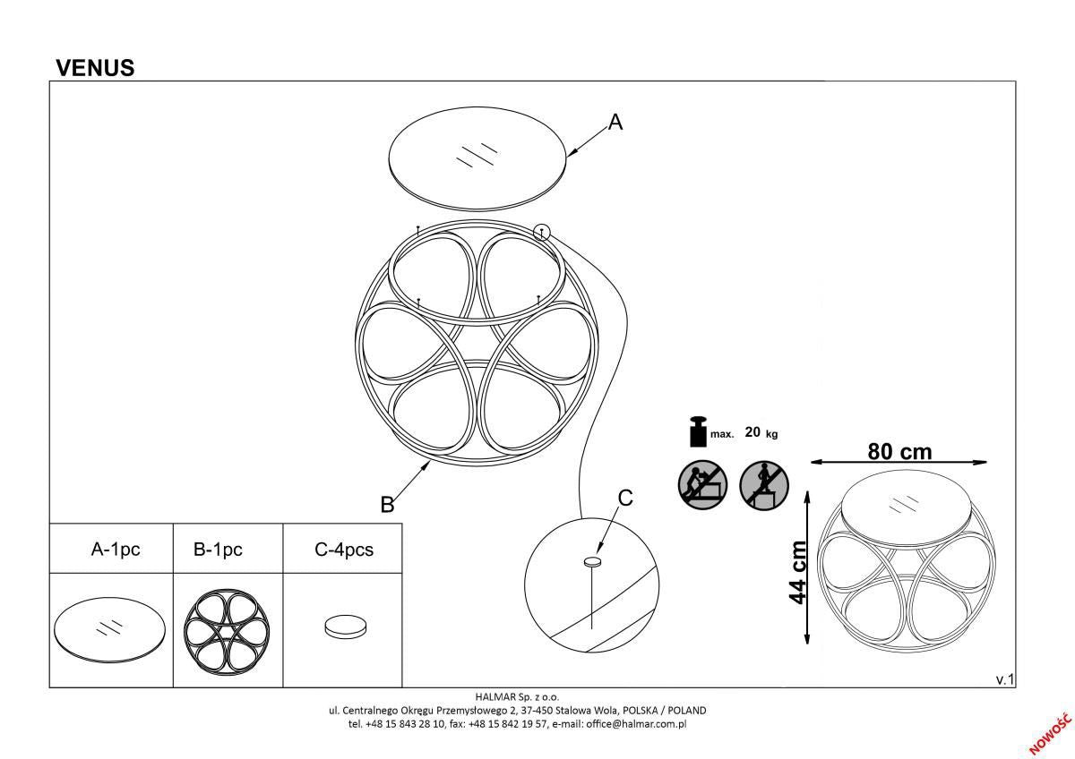 Coffee Table East Lima | size: Length: 80cm, Width: 80cm, Height: 44cm, Diameter: 80cm | color: Chrome | image: 2 | variant: 1006776