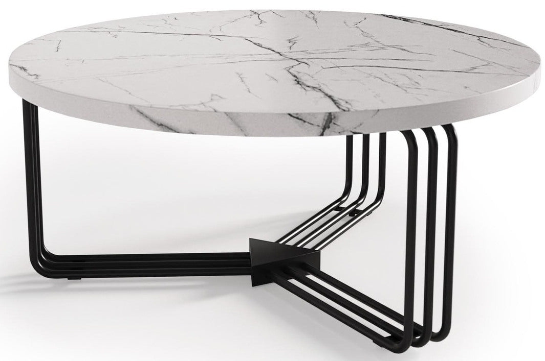 Coffee Table Edinburgh | size: Length: 80cm, Width: 80cm, Height: 36cm, Diameter: 80cm | color: White/Black | image: 5 | variant: 1003255