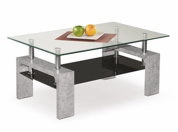 Coffee Table Kiev | size: Length: 60cm, Width: 100cm, Height: 45cm | color: Transparent/Grey | image: 1 | variant: 1006740