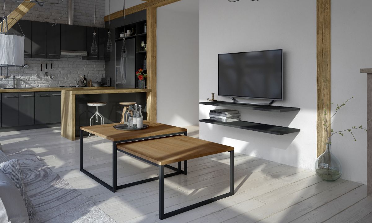 Coffee Table Nevio | size: Length: 69cm, Width: 69cm, Height: 39cm | color: Oak | image: 1 | variant: 1006704