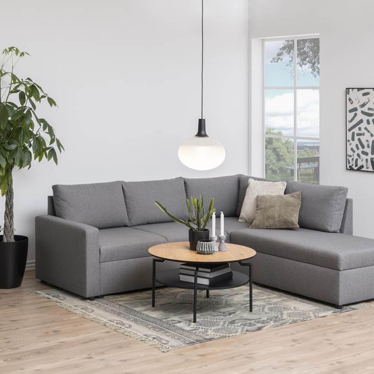 Coffee Table Oslo | size: Length: 80cm, Width: 80cm, Height: 45cm, Diameter: 80cm | color: Black/Oak | image: 2 | variant: 1001622