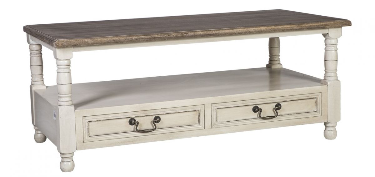 Coffee Table Samira New | size: Length: 55.5cm, Width: 110cm, Height: 45cm | color: White/Brown/Beige | image: 0 | variant: 1011166