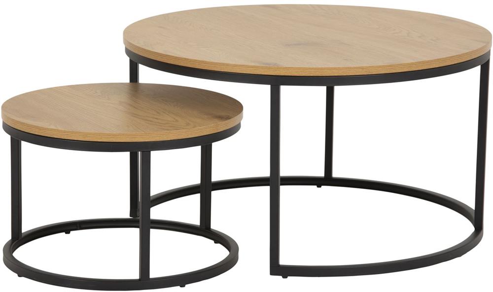 Coffee Table Spiro | size: Length: 80cm, Width: 80cm, Height: 45cm, Diameter: 80cm | color: Black/Oak | image: 1 | variant: 1016736