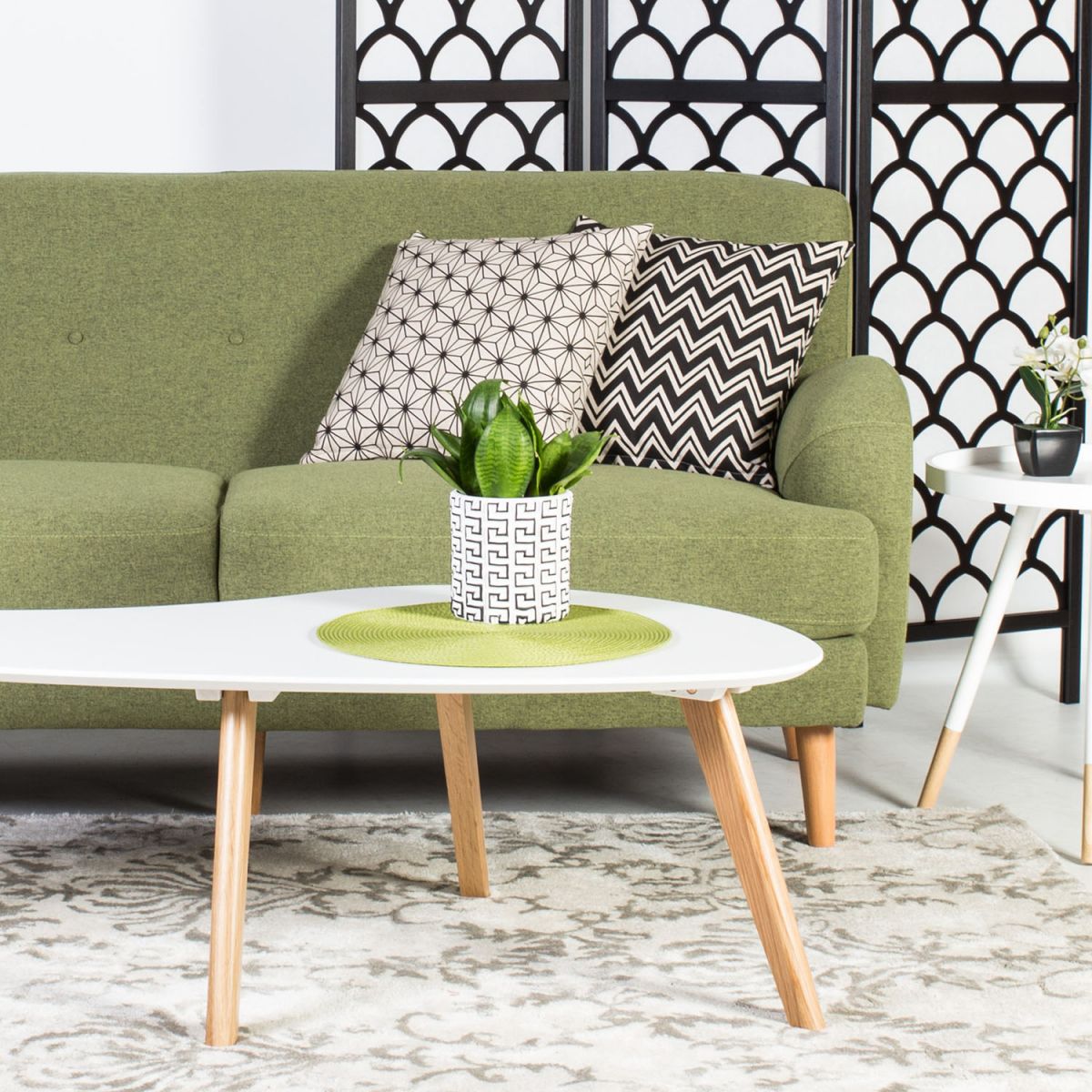 Coffee Table Stavanger | size: Length: 60cm, Width: 120cm, Height: 38cm | color: White/Oak | image: 1 | variant: 1005334