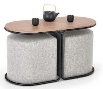 Coffee Table West Crawley | size: Length: 43cm, Width: 88cm, Height: 49cm | color: Oak/Grey | image: 0 | variant: 1007261