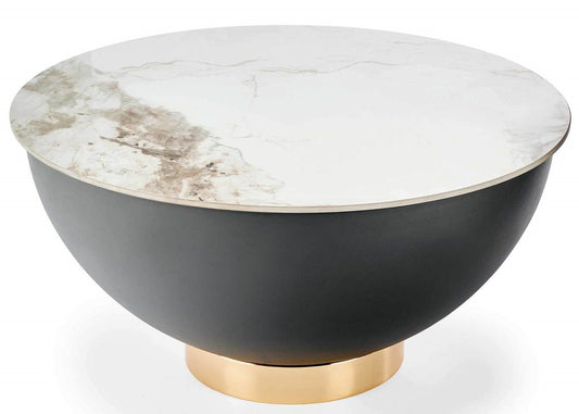 Coffee Table West Llanberis | size: Length: 73cm, Width: 73cm, Height: 37cm, Diameter: 73cm | color: White/Grey/Gold | image: 1 | variant: 1007368