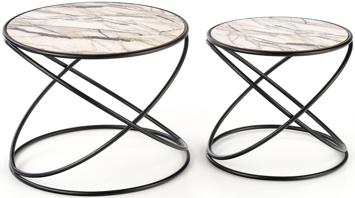 Coffee Table West Royston | size: Length: 50cm, Width: 50cm, Height: 39cm, Diameter: 50cm | color: White/Black | image: 0 | variant: 1007179