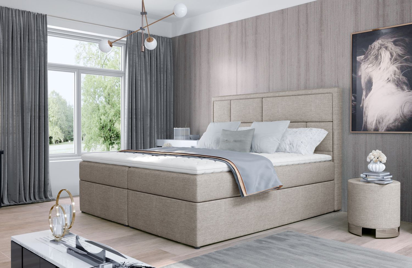 Continental Double Bed Meron 2 | size: Length: 215cm, Width: 180cm, Height: 115cm | color: Cover | image: 1 | variant: 1009491