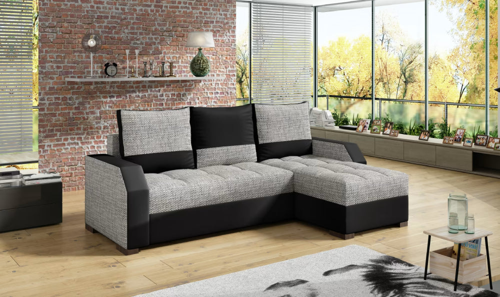 Corner Sleeper Sofa Aris | size: Width: 250cm, Height: 90cm, Depth: 150cm | color: Black/Grey | image: 0 | variant: 1000763
