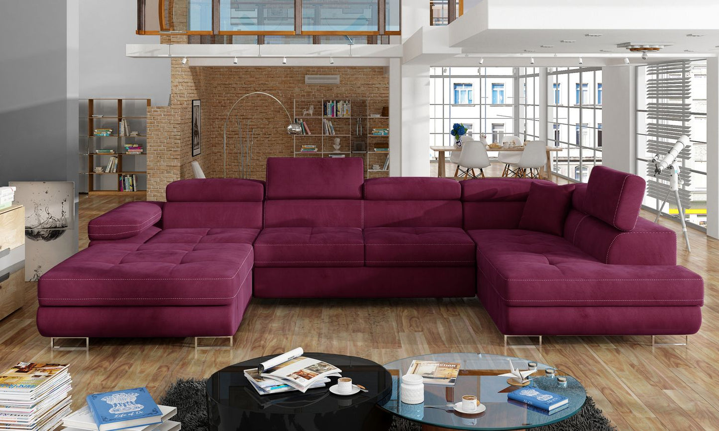 Corner Sleeper Sofa Carlisle 2 | size: Width: 345cm, Height: 90cm, Depth: 58cm | color: Mat/Velvet | image: 1 | variant: 1017316