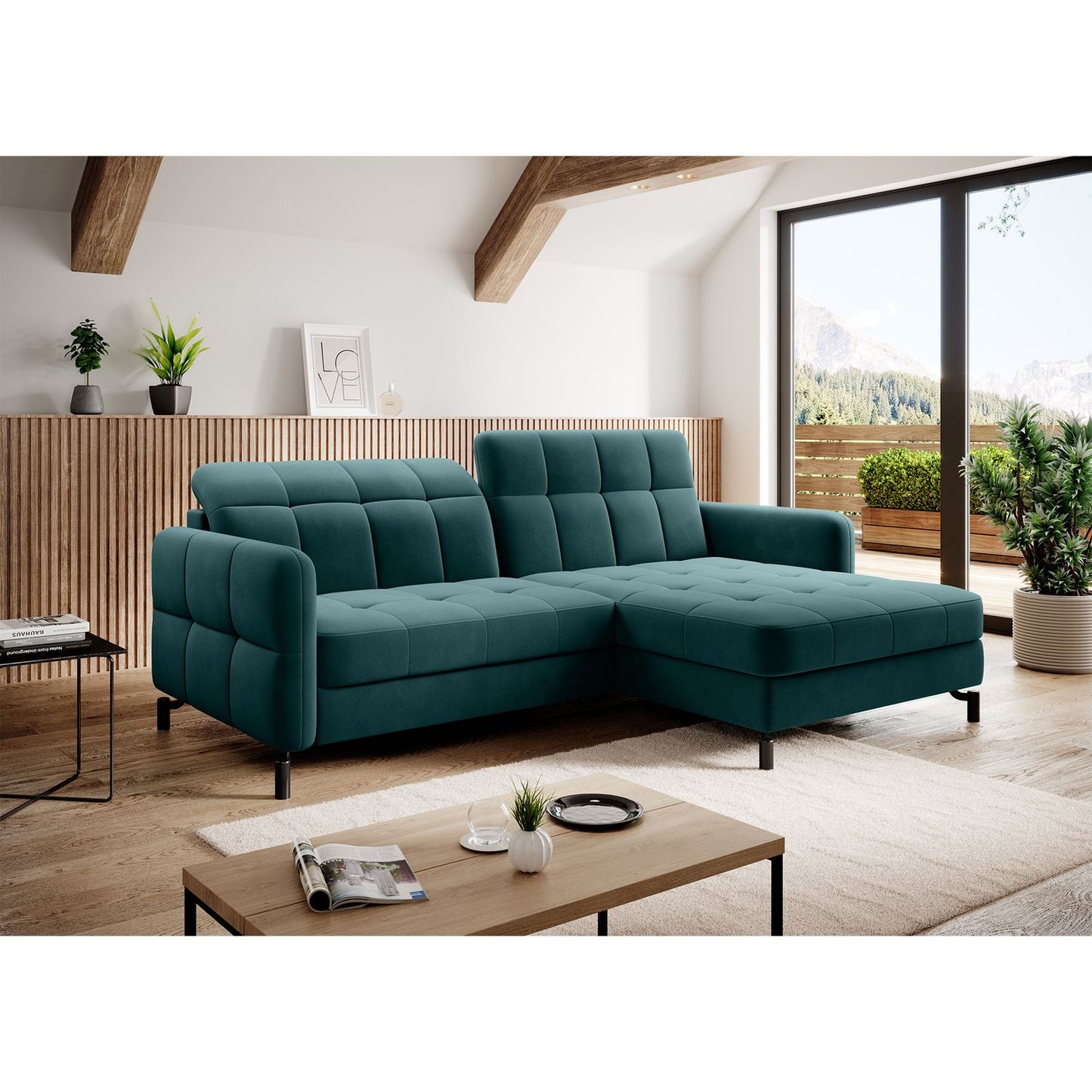 Corner Sleeper Sofa East Pittsburgh 14 | size: Width: 225cm, Height: 105cm, Depth: 160cm | color: Mat/Velvet | image: 1 | variant: 1016937