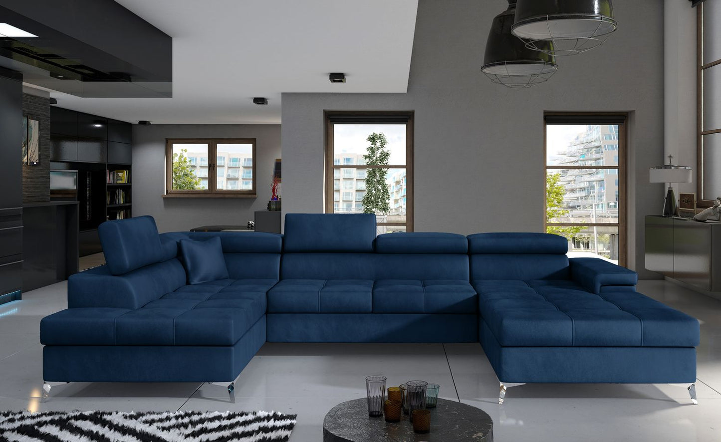 Corner Sleeper Sofa Eduardo 16 | size: Width: 345cm, Height: 90cm, Depth: 60cm | color: Blue | image: 1 | variant: 1015454