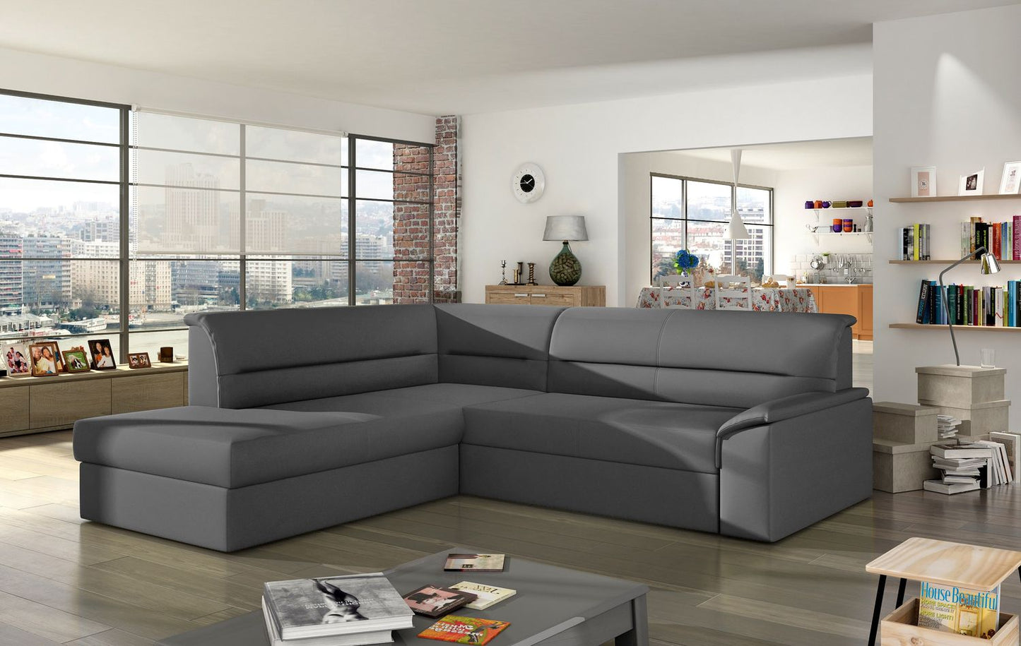 Corner Sleeper Sofa Elano 13 | size: Width: 212cm, Height: 90cm, Depth: 65cm | color: Soft | image: 1 | variant: 1015500