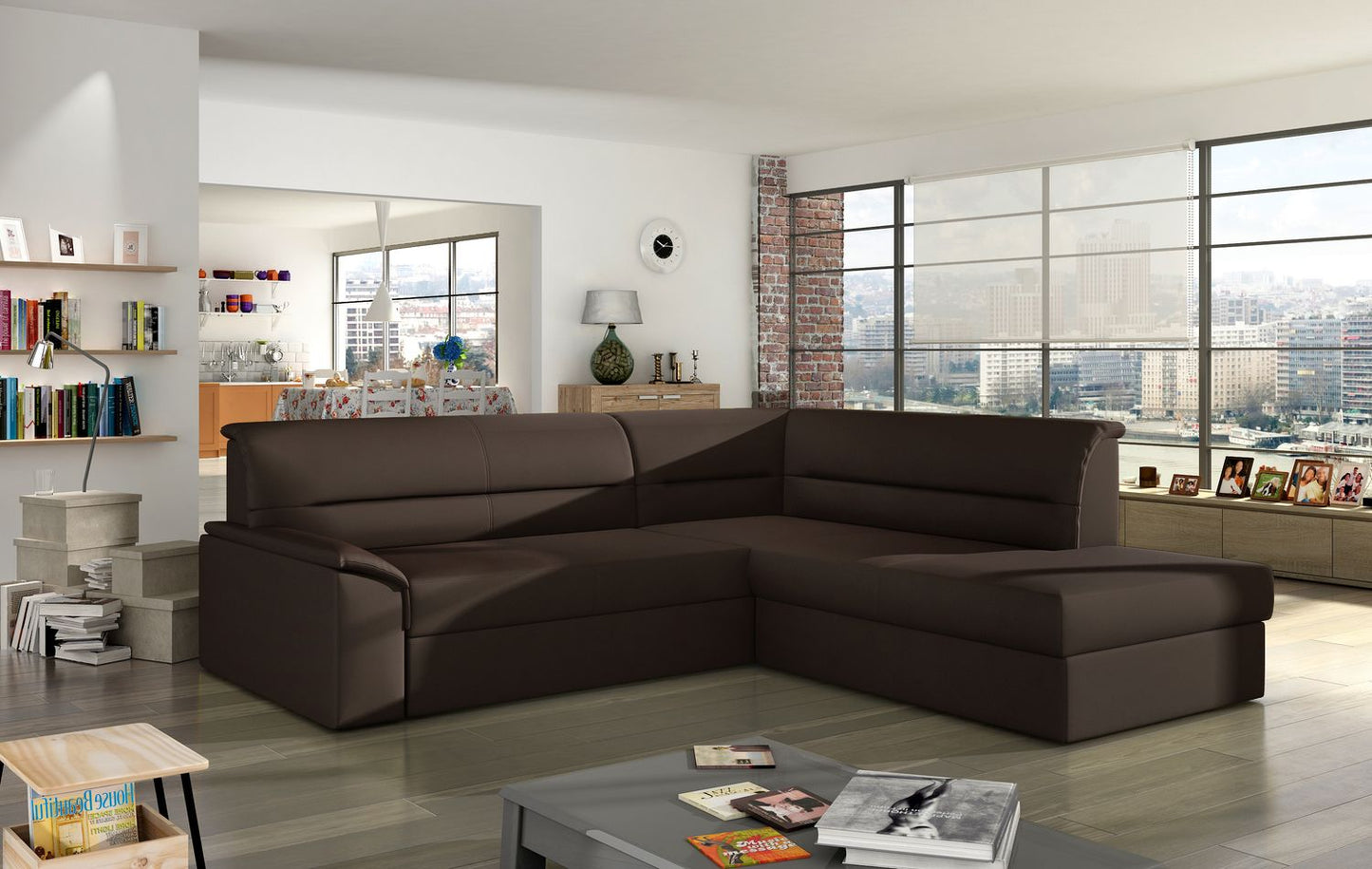 Corner Sleeper Sofa Elano 4 | size: Width: 212cm, Height: 90cm, Depth: 65cm | color: Soft | image: 1 | variant: 1015491