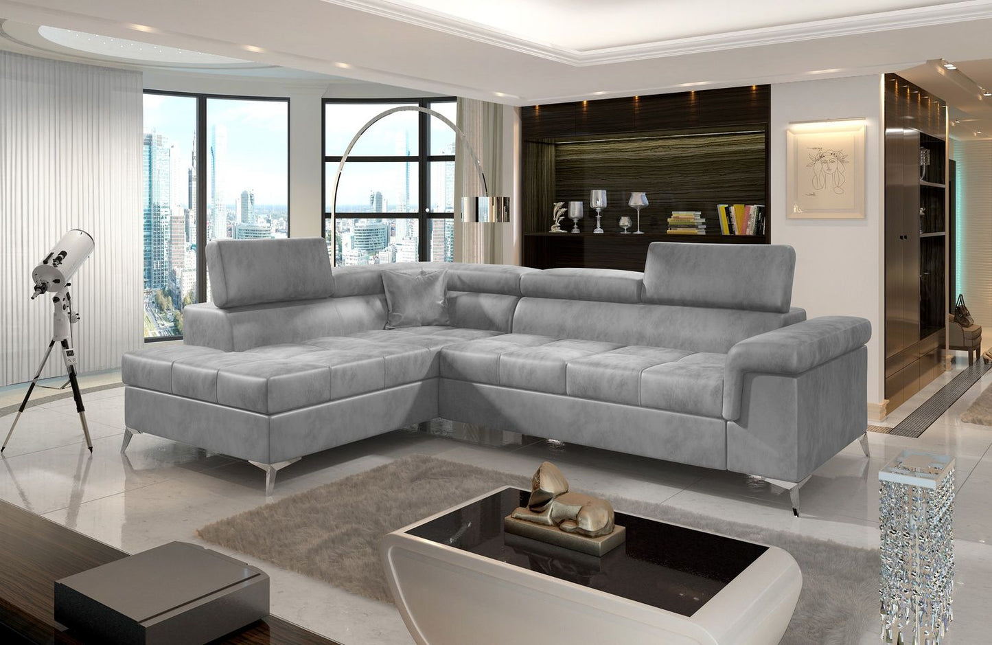 Corner Sleeper Sofa Eridano 39 | size: Width: 275cm, Height: 90cm, Depth: 202cm | color: Monolith | image: 1 | variant: 1015542