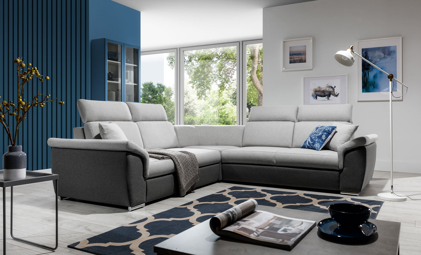 Corner Sleeper Sofa Federico 33 | size: Width: 268cm, Height: 102cm, Depth: 60cm | color: Sawana | image: 1 | variant: 1015723
