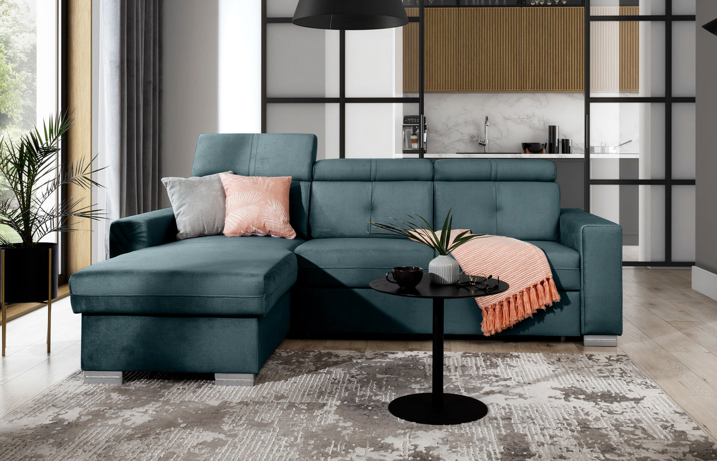 Corner Sleeper Sofa Filey 38 | size: Width: 247cm, Height: 104cm, Depth: 176cm | color: Monolith | image: 1 | variant: 1015488