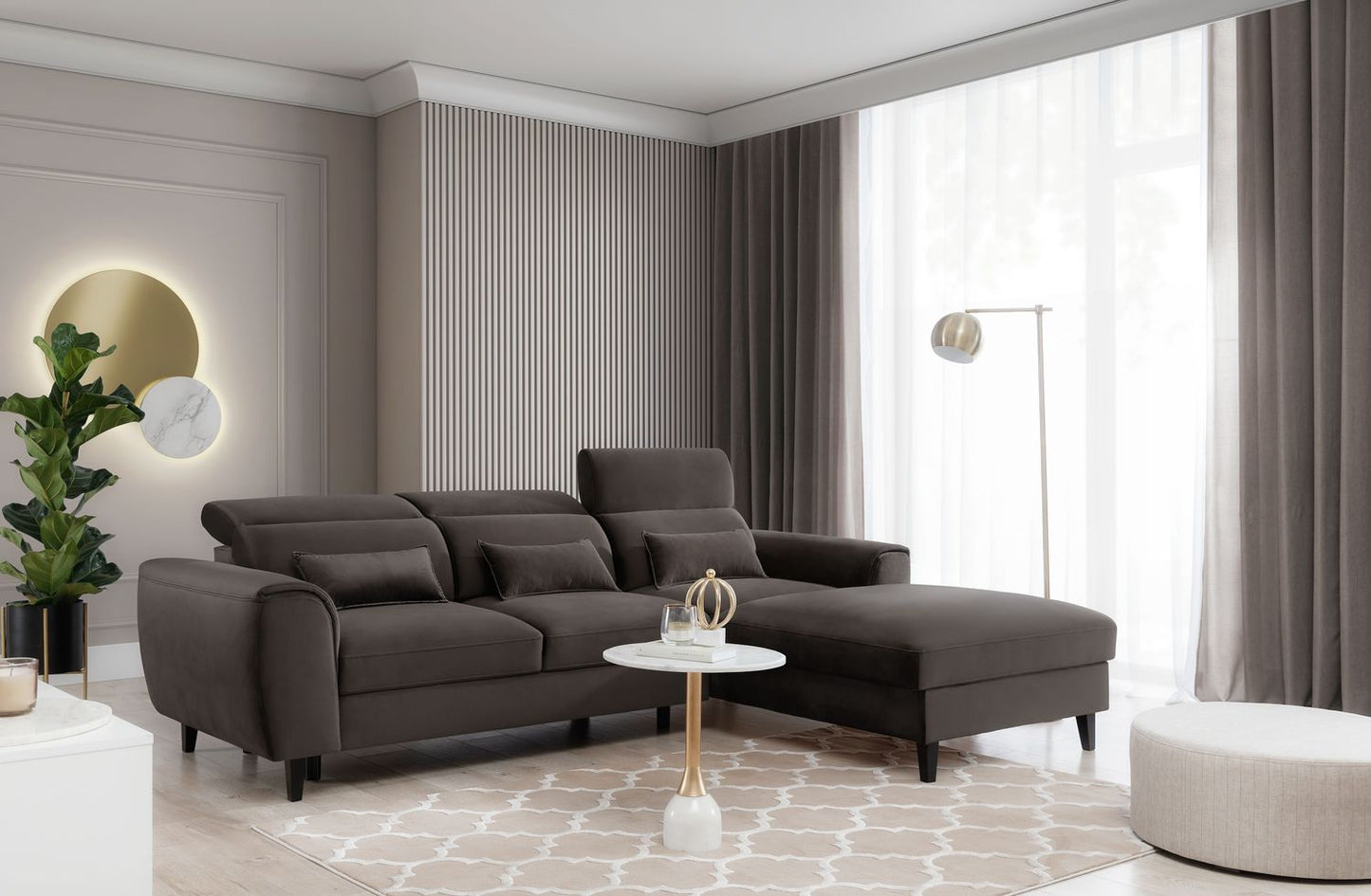 Corner Sleeper Sofa Foble 15 | size: Width: 267cm, Height: 100cm, Depth: 196cm | color: Velvetmat | image: 1 | variant: 1014497