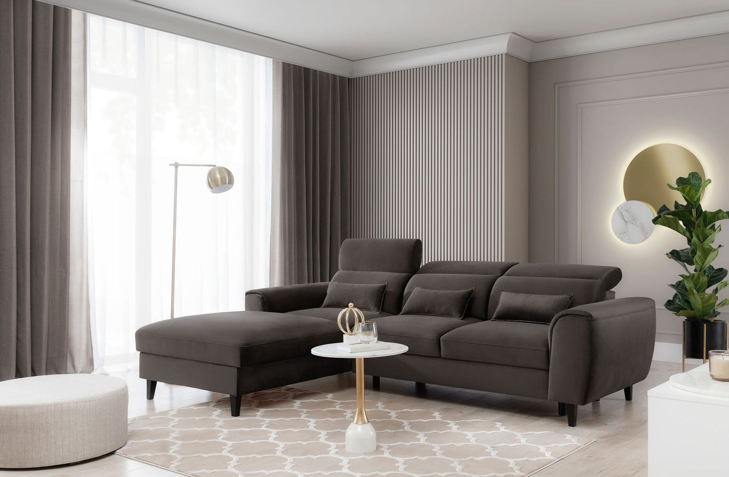 Corner Sleeper Sofa Foble 4 | size: Width: 267cm, Height: 100cm, Depth: 196cm | color: Velvetmat | image: 1 | variant: 1014486