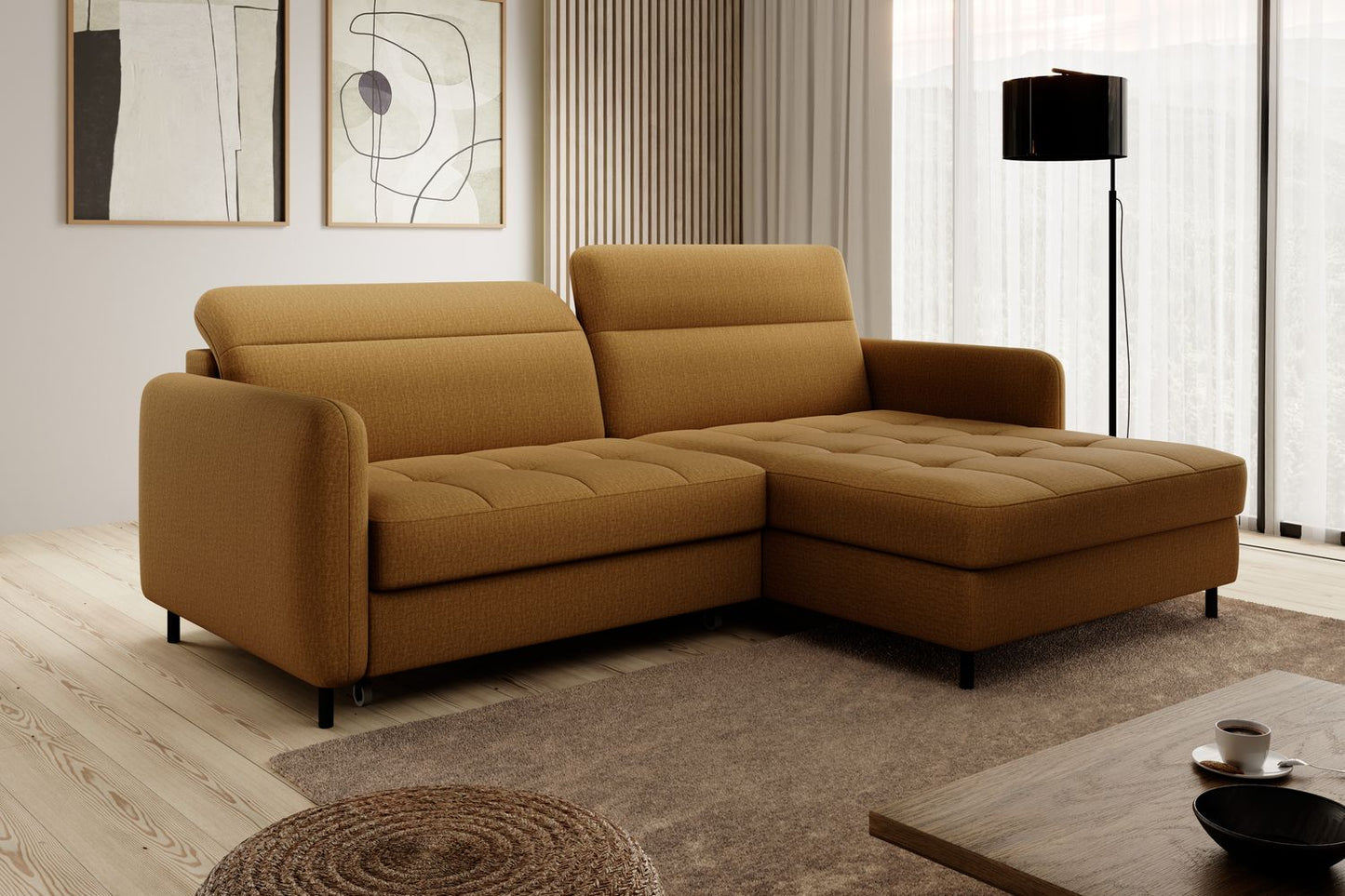 Corner Sleeper Sofa Gomsi 39 | size: Width: 228cm, Height: 100cm, Depth: 165cm | color: Manhattan | image: 1 | variant: 1014621