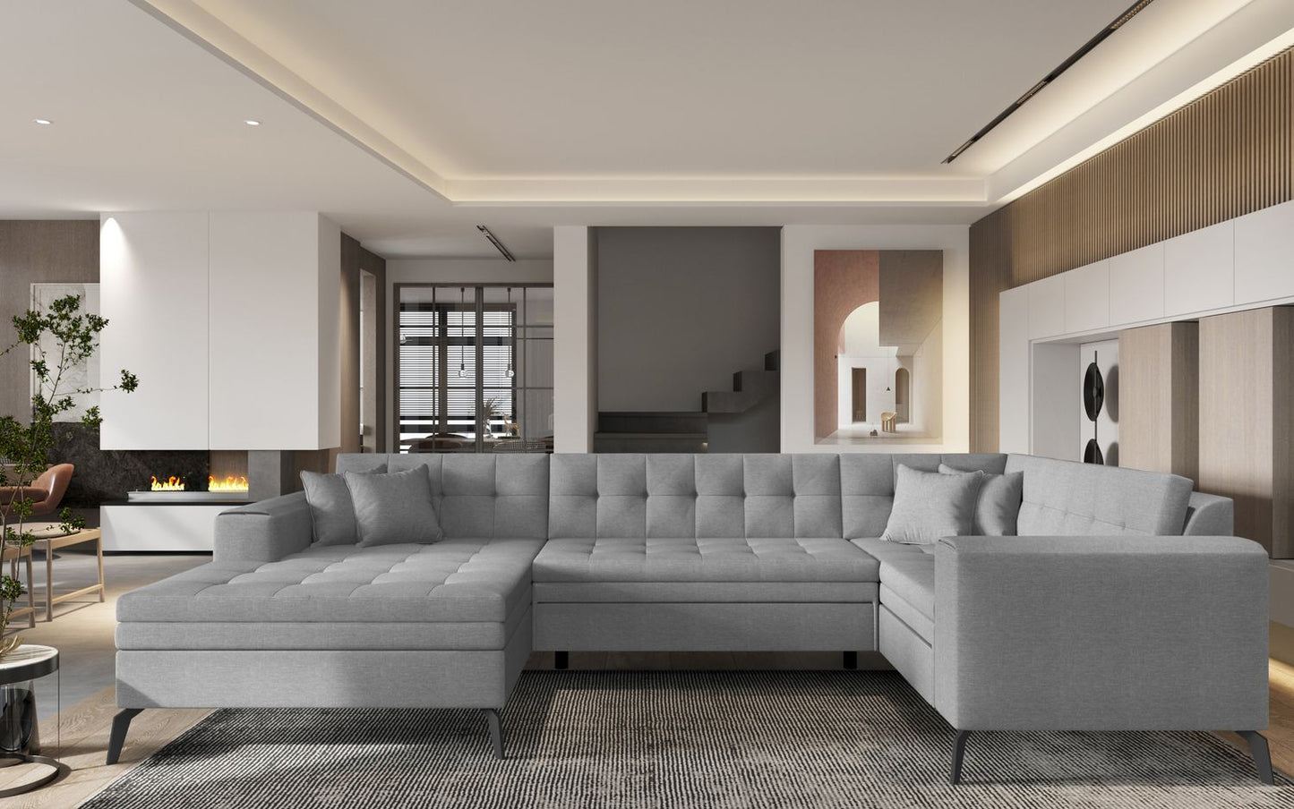 Corner Sleeper Sofa Grimsby 1 | size: Width: 340cm, Height: 93cm, Depth: 180cm | color: Flores | image: 1 | variant: 1015846