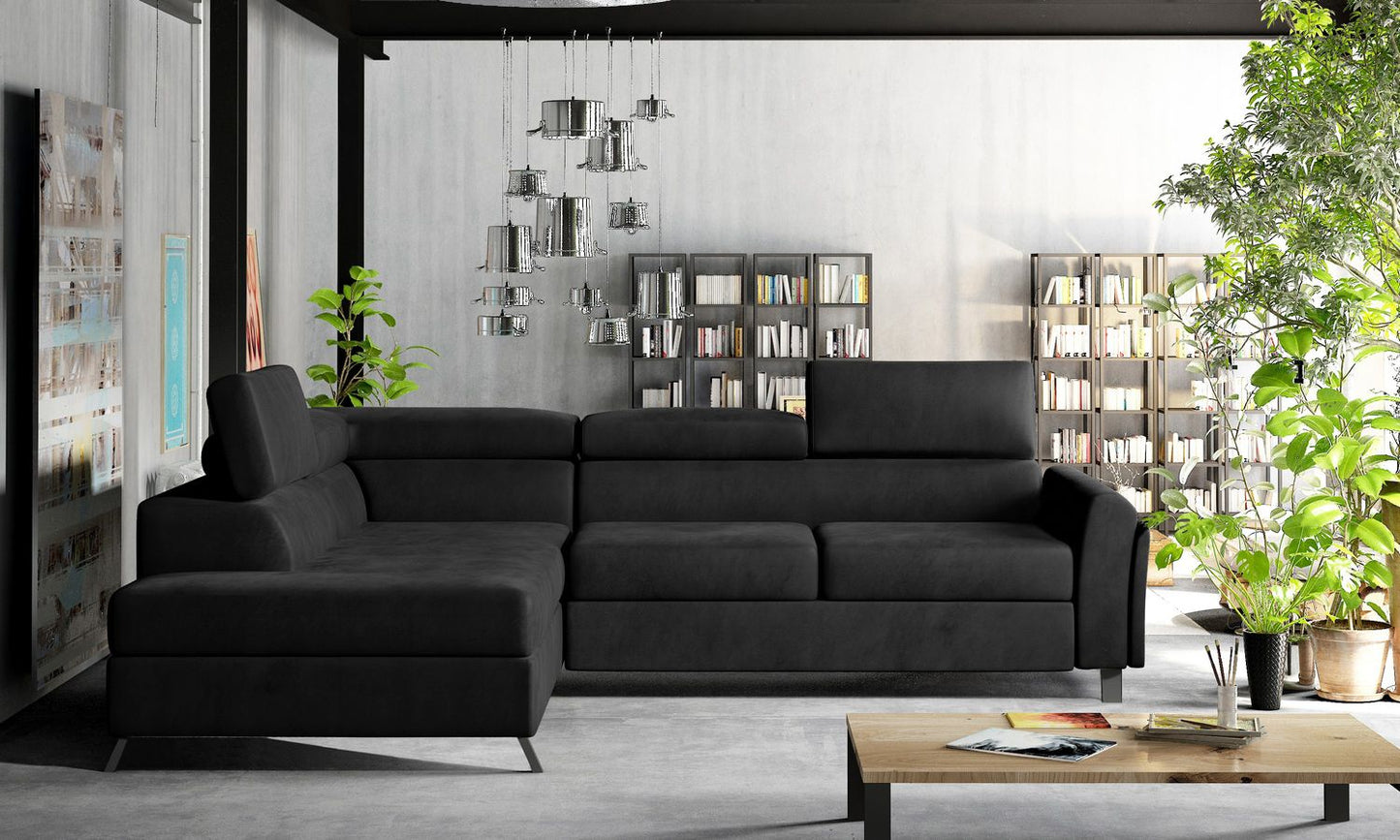 Corner Sleeper Sofa Hereford 3 | size: Width: 265cm, Height: 95cm, Depth: 200cm | color: Mat/Velvet | image: 1 | variant: 1016676