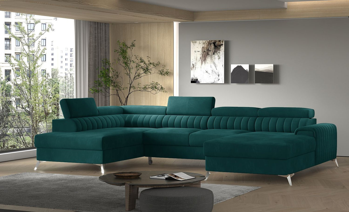 Corner Sleeper Sofa Lacante 15 | size: Width: 354cm, Height: 92cm, Depth: 202cm | color: Velvetmat | image: 1 | variant: 1014732