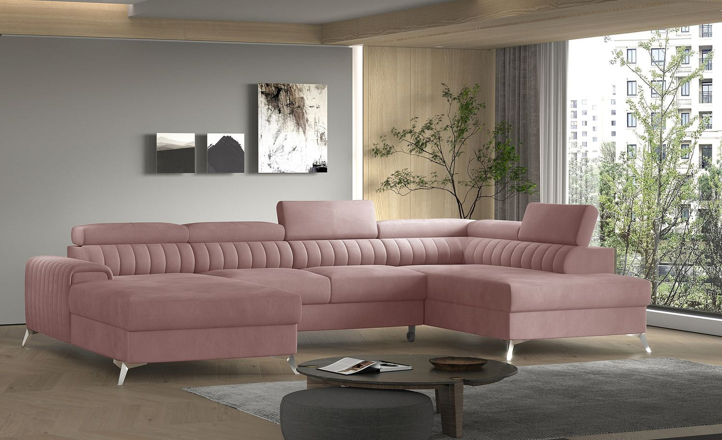 Corner Sleeper Sofa Lacante 31 | size: Width: 354cm, Height: 92cm, Depth: 202cm | color: Nube | image: 1 | variant: 1014748