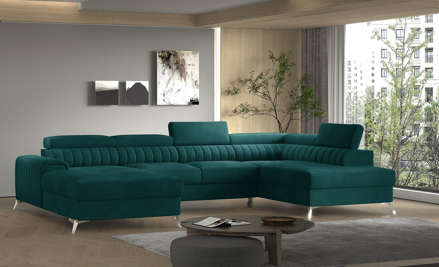 Corner Sleeper Sofa Lacante 33 | size: Width: 354cm, Height: 92cm, Depth: 202cm | color: Velvetmat | image: 1 | variant: 1014750