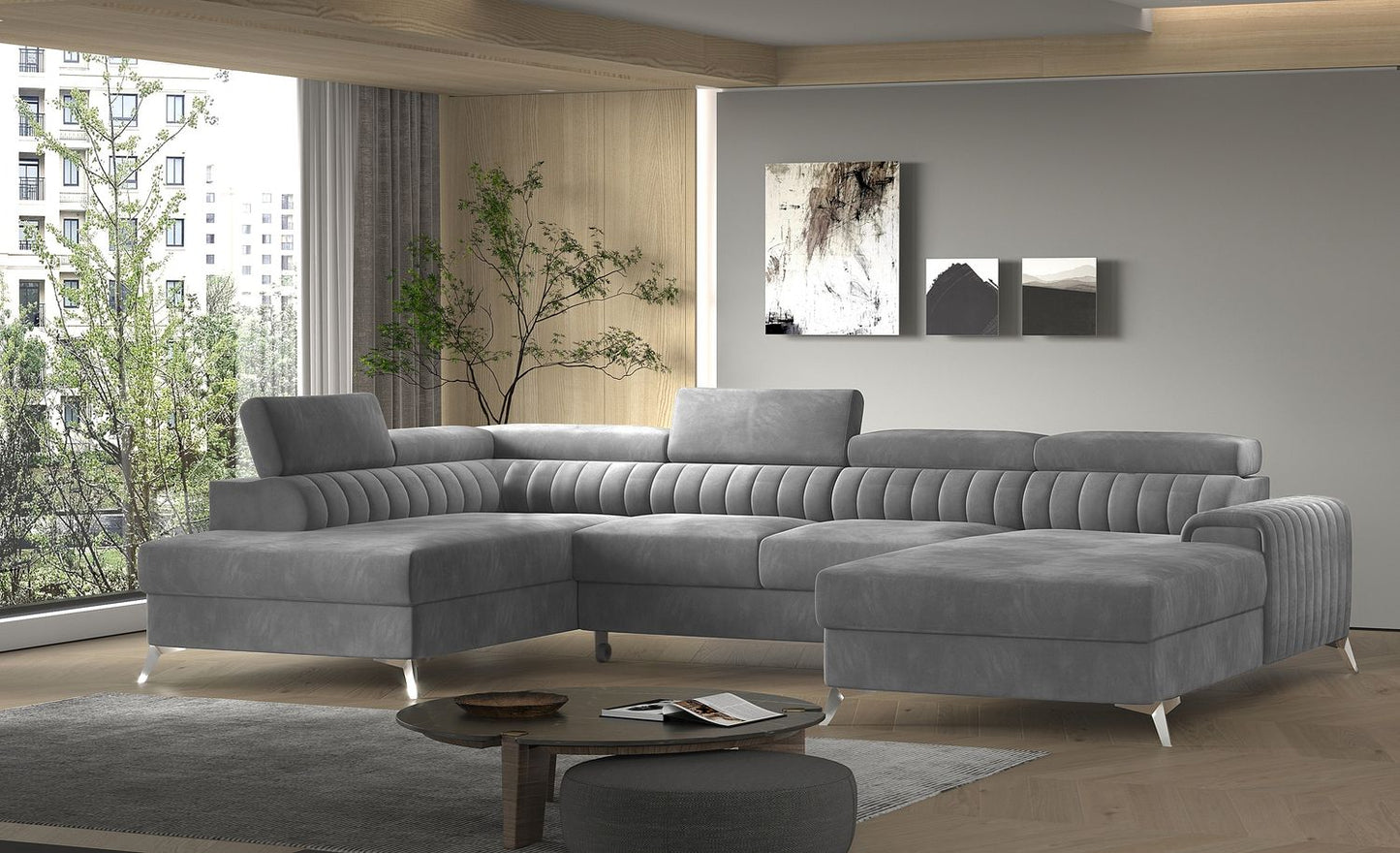 Corner Sleeper Sofa Lacante 4 | size: Width: 354cm, Height: 92cm, Depth: 202cm | color: Sola | image: 1 | variant: 1014721