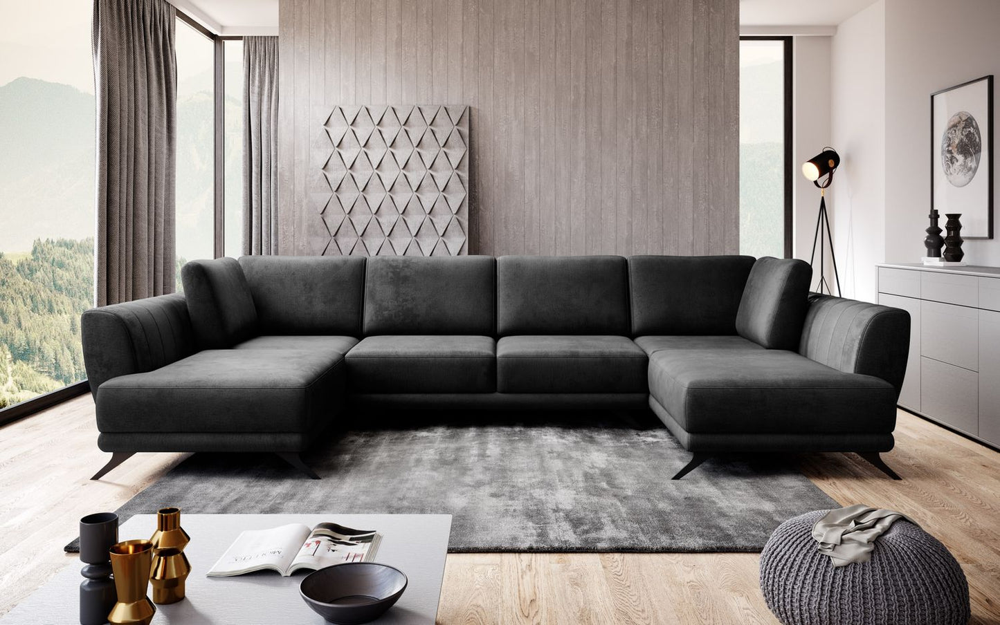 Corner Sleeper Sofa Larco 11 | size: Width: 362cm, Height: 90cm, Depth: 191cm | color: Nube | image: 1 | variant: 1014685