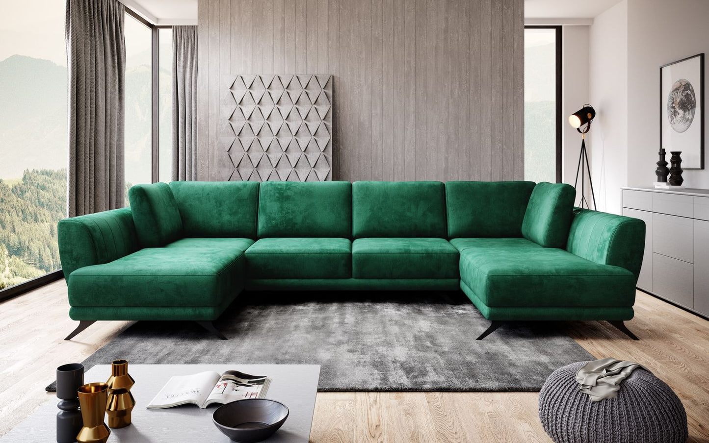 Corner Sleeper Sofa Larco 32 | size: Width: 362cm, Height: 90cm, Depth: 191cm | color: Nube | image: 1 | variant: 1014706