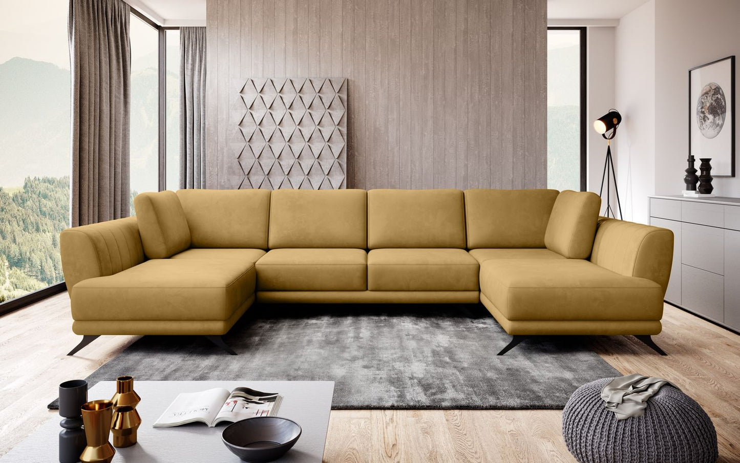Corner Sleeper Sofa Larco 41 | size: Width: 362cm, Height: 90cm, Depth: 191cm | color: Nube | image: 1 | variant: 1014715