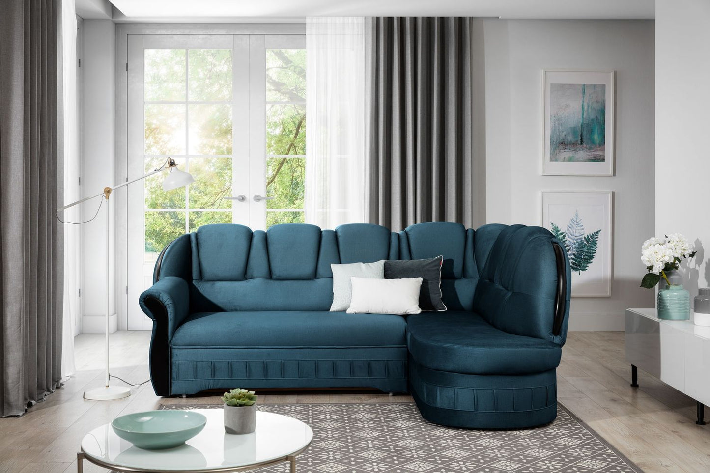 Corner Sleeper Sofa Lord 19 | size: Width: 243cm, Height: 105cm, Depth: 180cm | color: Blue | image: 1 | variant: 1015751