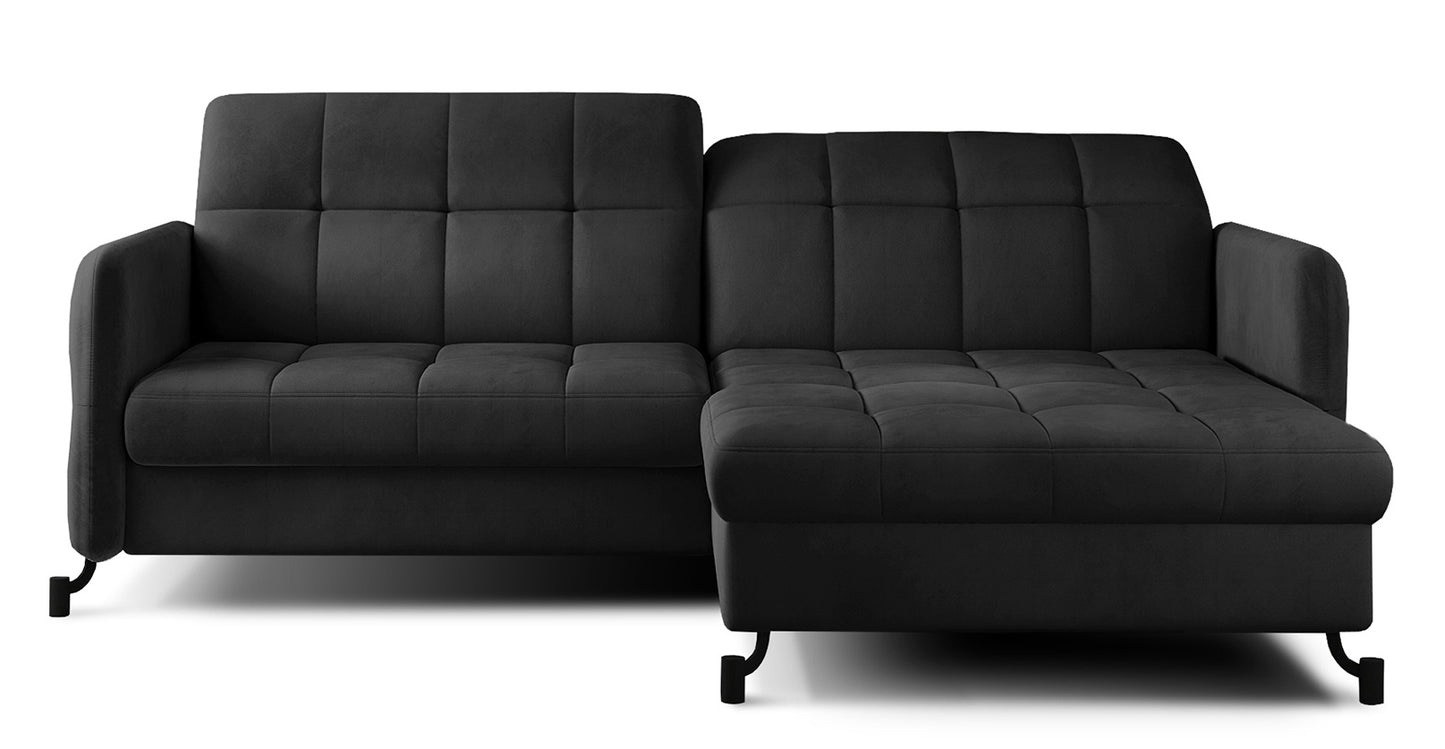 Corner Sleeper Sofa Lorelle 4 | size: Width: 225cm, Height: 105cm, Depth: 160cm | color: Monolith | image: 0 | variant: 1015981